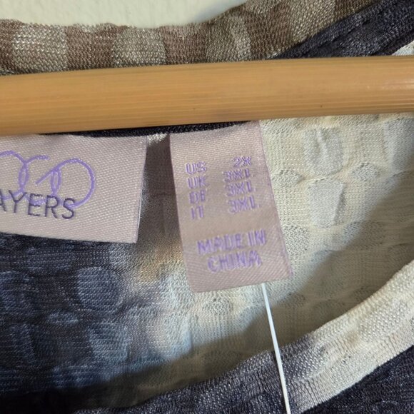 LOGO by Lori Goldstein Textured Tie Dye Tunic Top Black/Multi 3/4 Sleeve 2X NWOT - Picture 8 of 10